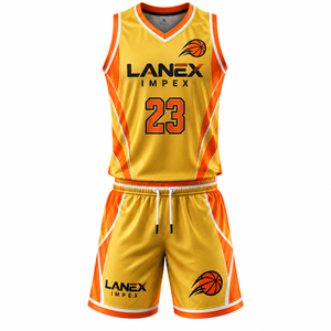 Tenues de basket-ball dorées professionnelles, ensembles de maillots et shorts personnalisés pour équipes, tissu athlétique confortable, kits de vêtements de sport en gros - Product Image 1