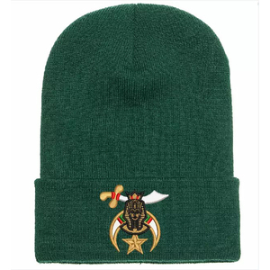 Shriner's Masonic Winter Hat Black Green White Beanie Cap Shriners Freemasons High Quality Wholesale Customized Knitted Beanies - Product Image 3
