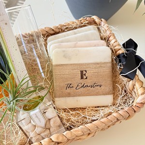 ชุดจานรองแก้วไม้มะม่วงสลักลาย |   งานฝีมือสั่งทำพิเศษขายส่ง - Product Image 1