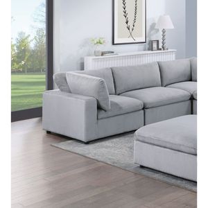 Set Modulare Sezionale 6 Pezzi Grigio Scuro in Velluto a Coste per Soggiorno: 3 Angolari, 2 Poltrone Senza Braccioli, 1 Pouf - Product Image 3