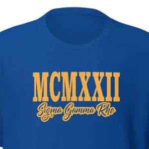 T-shirt à chiffres romains MCMXXII Sigma Gamma Rho, bleu, vêtements de sororité grecque pour femmes, t-shirt décontracté à manches courtes, chemise graphique universitaire - Product Image 5