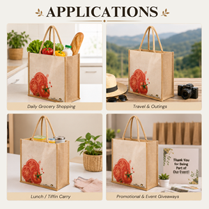 Eco Friendly Biodegradable Juco <b>Shopping</b> <b>Bag</b> <b>Reusable</b> Tote Custom Print Letter Strong Handles Durable Multipurpose - Product Image 4