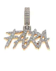 Premium Moissanite Silver Pendant with Gold Tone Finish Diamond Look Necklace Charm Jewelry for Men and Women - Product Image 1