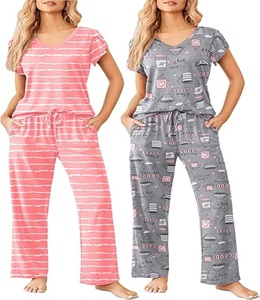 ชุดนอนผ้าฝ้ายเนื้อนุ่มคุณภาพสูง น้ำหนักเบา สวมใส่สบาย แบบ 2 ชิ้น สำหรับผู้หญิง พร้อมสีที่ปรับแต่งได้ - Product Image 5