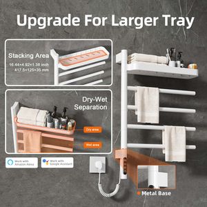 SIOYIE Porte-serviettes électrique mural intelligent, sèche-serviettes chauffant rotatif avec barres pivotantes et minuterie intelligente pour salle de bain - Product Image 5