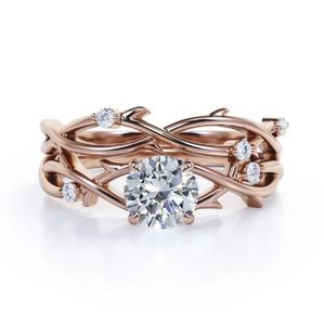 Nature Style 925 <b>Sterling</b> <b>Silver</b> Moissanite Wedding <b>Ring</b> <b>Set</b> 1 Carat Brilliant Cut Prong Setting Certified Engagement <b>Ring</b> for - Product Image 4