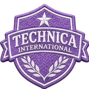 Parche Bordado de Lavanda Technica International con Escudo, Estrella y Corona de Laurel para Chaquetas, Bolsos, Uniformes y Ropa - Product Image 1