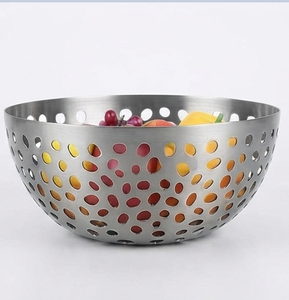 Cesta de Frutas de Acero Inoxidable, Tazón Redondo de Metal Perforado para Almacenamiento en la Encimera de la Cocina - Product Image 3