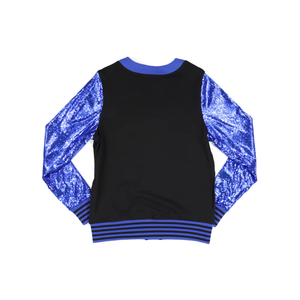 Cárdigan Negro con Lentejuelas Zeta Phi Beta, Mangas Azules, Logotipo Bordado Est. 1920, Ropa Premium para Hermandades, Prendas Griegas Personalizadas - Product Image 2