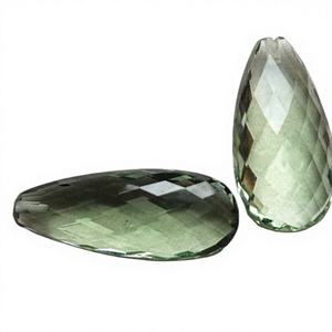 Ametista Verde Natural (Cuarzo) en Forma de Pera Almendrada, Corte Briolette, para Joyería, con Certificación de Terceros, Venta al Por Mayor - Product Image 1
