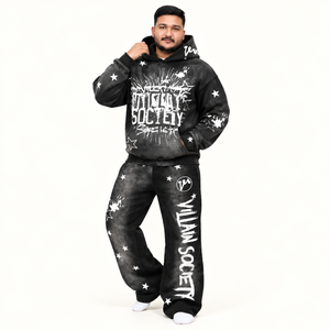 Conjunto de Sudadera con Capucha y Pantalones Deportivos Extra Grandes para Hombre, Diseño Personalizado con Estampado en Toda la Superficie, Ropa Deportiva Urbana, Venta al Por Mayor OEM REXFIT SPORTS - Product Image 1
