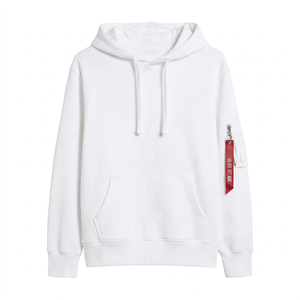 Sudadera con Capucha Negra para Hombre, Corte Holgado, Algodón French Terry, Diseño con Bolsillo, Estilo Casual Urbano, Logotipo en la Manga Izquierda, Ropa de Otoño - Product Image 2
