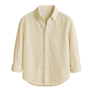 Chemise décontractée en lin et coton pour homme, couleur unie, manches longues, col montant, respirante, idéale pour l'été - Product Image 3