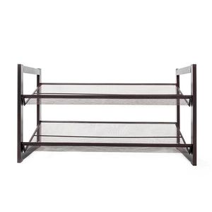 Zapatero Moderno de 2 Niveles para Entrada, de Hierro con Acabado Cromado, Mueble Metálico de Acero para Almacenamiento en Sala de Estar - Product Image 1