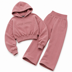 Conjunto de Sudadera Corta Premium y Pantalones Anchos de Felpa para Mujer, Ropa Deportiva de Lujo, OEM ODM - Product Image 4