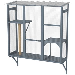 Catio per 2-3 Gatti di Taglia Grande da Interno, Finestra Esterna con 2 Piattaforme per Saltare e Tiragraffi per Giocare e Riposare - Product Image 1
