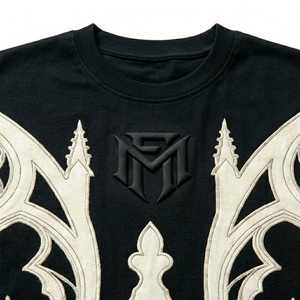 เสื้อยืดคอกลมโอเวอร์ไซส์แขนสั้นผู้ชาย ลายตัดต่อ สตรีทแวร์ พิมพ์ลายได้ตามต้องการ ผ้าฝ้ายพรีเมียม สวมใส่สบาย - Product Image 4
