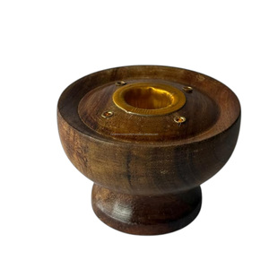 Eco Friendly Wooden <b>Incense</b> Burner with Stainless Steel Bowl Compact <b>Incense</b> Holder for Resin Powder and <b>Cone</b> <b>Incense</b> - Product Image 2