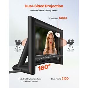 Pantalla de Cine Inflable Portátil de 18 Pies con Fácil Instalación, Proyección en Exteriores, Relación de Aspecto 16:9, Bolsa de Almacenamiento Práctica - Product Image 4