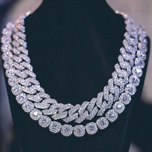 Collar de Cadena Cubana con Diamantes de Moissanita de Primera Calidad para Novios, Accesorios de Joyería para Bodas, Disponible a Precio de Mayoreo - Product Image 3
