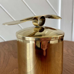 Elegant Polished Gold <b>Ice</b> <b>Bucket</b> <b>With</b> <b>Lid</b> & Coordinating Spoon Brings A Luxurious Touch To Upscale Entertaining Set For Parties - Product Image 5