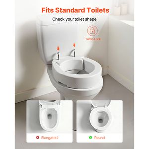 Rialzo per Sedile WC con Capacità di Carico di 300 Libbre, Altezza di Sollevamento di 3,5 Pollici, Apertura Allargata per la Sicurezza in Bagno - Product Image 3
