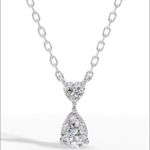 Collar Elegante con Colgante de Plata de Ley 925 con Doble Piedra en Forma de Corazón y Diamante Simulado con Corte de Pera, Regalo de Boda para Novia - Product Image 1