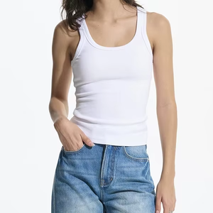 Camiseta sin Mangas Blanca para Mujer, Cuello en V, Corte Regular, Informal, de Algodón Tejido, Secado Rápido, Personalizada con Estampado, para Todas las Temporadas - Product Image 1