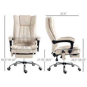Sedia da Ufficio Contemporanea Bianco Crema con Poggiapiedi Regolabile a 6 Punti, Schienale Alto Reclinabile, Funzioni di Massaggio Termico per Dirigenti - Product Image 4