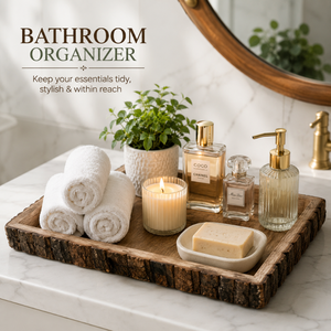 Modern Plain Decorative Serving Tray Multipurpose Wooden Organizer for Coffee <b>Table</b> Kitchen Counter Bathroom <b>Vanity</b> Shelf Home - Product Image 5
