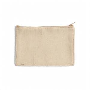 Pochette zippée en toile, petite taille, beige, sac de rangement fonctionnel - Product Image 1
