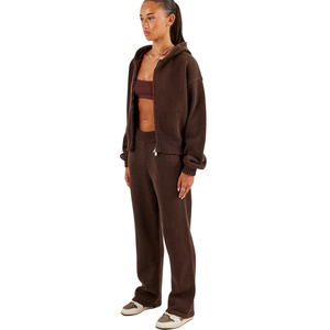 Womens Two Piece Hooded Tracksuit Full <b>Zip</b> Crop Sweatshirt Long Sleeve Elastic Waist Cuffed Jogger <b>Trousers</b> Casual Lounge Outfit - Product Image 6