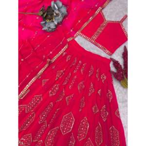 Lehenga Choli de Diseño para Fiesta con Hermoso Bordado, Talla XL - Product Image 5