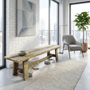 Modern Rustic Solid Wood <b>Bench</b> Elegant Trestle Leg Long Wooden Dining <b>Bench</b> Furniture For Home Setup Art Design Pure Art - Product Image 3