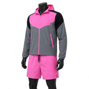 Conjunto Deportivo para Hombre con Bloques de Color, Chaqueta con Capucha y Cierre, Resistente al Viento, y Pantalones Largos - Product Image 5