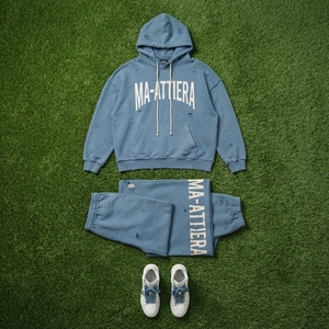 Custom Blue Washed Distressed <b>Oversized</b> Hoodie and Jogger <b>Sweatpants</b> Men Two Piece Streetwear Tracksuit Set - Product Image 6