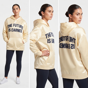 Sweat à capuche oversize pour femme 100 % polyester, épaules tombantes, style sportswear, broderie chenille en polyester épais pour femme - Product Image 4