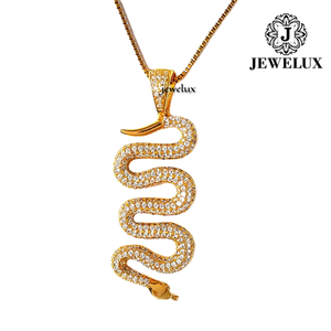 JEWELUX Gold Plated Snake Pendant With <b>Crystal</b> Rhinestones <b>Animal</b> Themed Luxury Charm Unisex Everyday Wear From India - Product Image 2