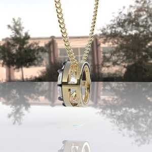 Collier pendentif en moissanite à taille octogonale géométrique, style géorgien, en or massif 14 carats plaqué rhodium, pour événements chrétiens - Product Image 5