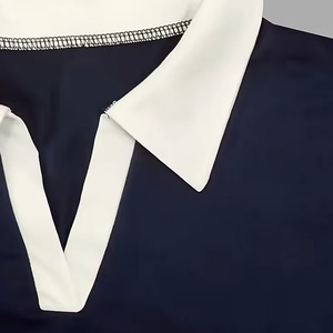 Camiseta de punto de manga corta para hombre con bloques de color, cuello redondo, ajuste regular, estilo casual, ribete en contraste, granate, azul marino, gris, transpirable, 100% - Product Image 6
