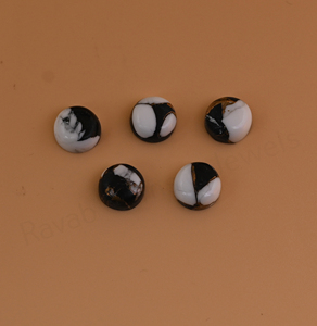 Mohave White <b>Black</b> Copper Turquoise 12mm Round Flatback High <b>Polish</b> Smooth Loose Gemstone Cabochon For Jewelry Making Pendants - Product Image 4