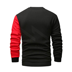 Suéter Casual de Punto para Hombre, Cuello Redondo, Manga Raglán con Bloques de Color Negro y Rojo, Corte Regular, Manga Larga, para Otoño - Product Image 2