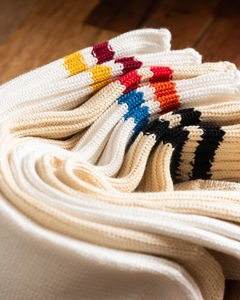Chaussettes montantes rayées personnalisées pour hommes, en coton épais tricoté grossier, style rétro skateboard streetwear, marque privée - Product Image 2
