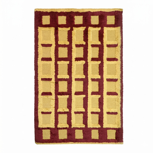 Custom Burgundy <b>Mustard</b> High Low Vertical Ikat-Inspired Stepped Diamonds Wool Non-Slip Eco-Friendly Medium Pile Area <b>Rug</b> for - Product Image 1