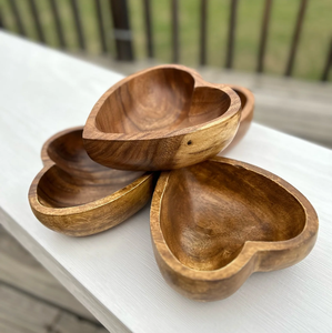 Multifunctional Eco-Friendly Polished Classic Wooden <b>Heart</b> Shape Bowl for Dining Table Dessert and Snacks Serving - Product Image 1
