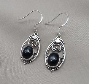 Pendientes Colgantes de Plata de Ley 925 con Estrella Negra y Oro, Joyería Vintage Boho con Piedras Preciosas, Certificación IGI, para Regalo de Aniversario o Fiesta - Product Image 2