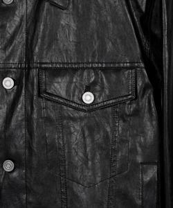 Men's Black PU Leather <b>Jacket</b> <b>Casual</b> Turn-down Collar Button Closure Regular Fit Autumn Wear - Product Image 4