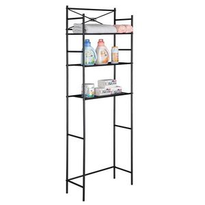 Scaffale Moderno a 3 Ripiani in Metallo Nero da Posizionare Sopra il WC, Salvaspazio per Bagno e Doccia - Product Image 3