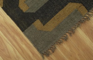 Handmade Kilim Wool Low Pile <b>Runner</b> <b>Rug</b> Geometric Tribal Boho Hallway <b>Rug</b> Dark Olive Mustard Narrow Rustic Floor - Product Image 5