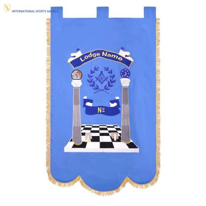 Nouvelle Arrivée : Bannières de Régalia Maçonniques Personnalisées Brodées avec Épingle de Sûreté, en Satin Premium, Finition à Franges Décoratives - Product Image 1